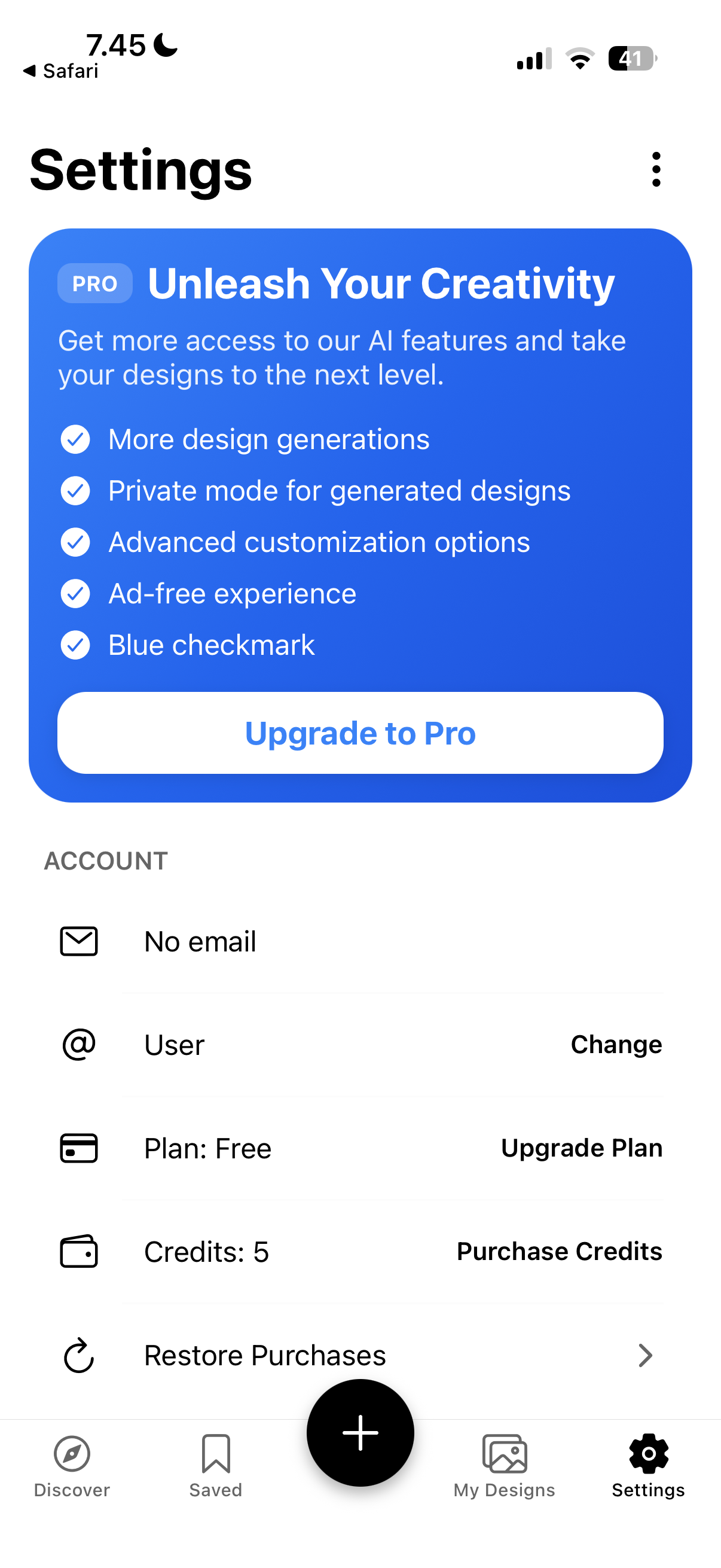 Step 1: Settings Screen